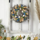 22" Cotton, Eucalyptus, Berries And Pinecones Fall Wreath