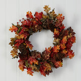 24" Autumn Maple, Berries And Pinecone Artificial Wreath