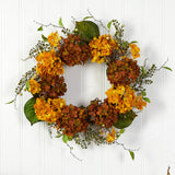 24" Fall Hydrangea Artificial Autumn Wreath