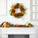 24" Fall Hydrangea Artificial Autumn Wreath