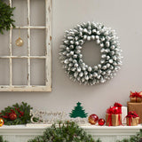 24" Flocked Christmas Wreath With 16"0 Tips And 35 Leds