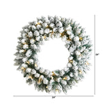 24" Flocked Christmas Wreath With 16"0 Tips And 35 Leds