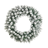 24" Flocked Christmas Wreath With 16"0 Tips And 35 Leds