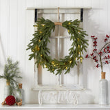 24"  Holiday Christmas Pre-Lit Cascading Pine Wreath