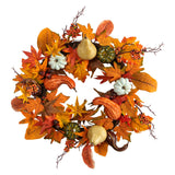 24" Pumpkin Gourd And Berries Artificial Fall Wreath