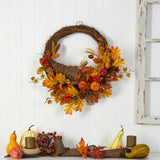 26" Autumn Artificial Cornucopia Fall Wreath