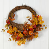 26" Autumn Artificial Cornucopia Fall Wreath