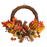 26" Fall Harvest Autumn Wreath With Twig Base And Bunny