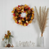 26" Fall Pumpkin, Gourd, Pinecone And Maple Leaf Wreath