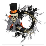 26"  Halloween Dapper Skeleton Wreath