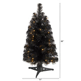 2' Black Artificial Christmas Tree Pre-Lighted With 35 LED Lights And 72 tips