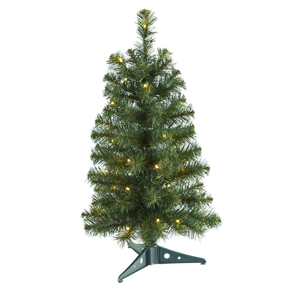 2' Green Christmas Tree With 35 LED Lights And 72 Tips