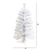 2' White Christmas Tree With 35 LED Lights And 72 Tips