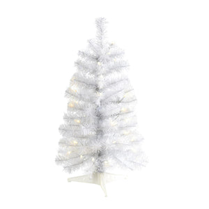 2' White Christmas Tree With 35 LED Lights And 72 Tips