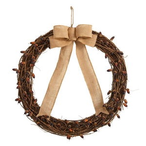 30" Fall Acorn And Decorative Bow Autumn Wreath