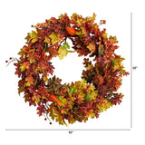 32" Autumn Oak Leaf, Berries And Pumpkin Autumn Wreath