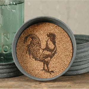 Mason Jar Lid Coaster  Rooster  Box of 4