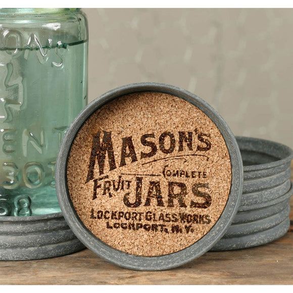 Mason Jar Lid Coaster  Mason Jar Logo  Box of 4