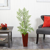 3.5’ Ruffle Fern Artificial Tree In Bamboo Planter