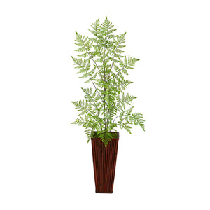 3.5’ Ruffle Fern Artificial Tree In Bamboo Planter