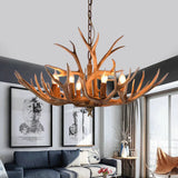 6 Light Rustic LED Chandelier with Faux Antlers