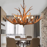 6 Light Rustic LED Chandelier with Faux Antlers