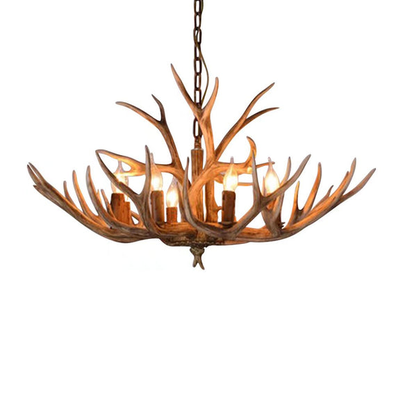 6 Light Rustic LED Chandelier with Faux Antlers