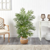 4' Areca Palm W/736 Lvs In Natural Cotton Planter W/Tassels