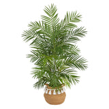 4' Areca Palm W/736 Lvs In Natural Cotton Planter W/Tassels