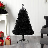 4' Black Artificial Christmas Tree Pre-Lighted With 170 Clear LED Lights