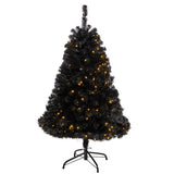 4' Black Artificial Christmas Tree Pre-Lighted With 170 Clear LED Lights