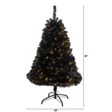 4' Black Artificial Christmas Tree Pre-Lighted With 170 Clear LED Lights