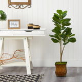 4’ Fiddle Leaf Fig Artificial Tree In Metal Planter