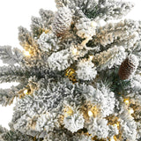 4' Flocked Livingston Fir Christmas Tree W150 LED And Cones