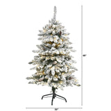 4' Flocked Livingston Fir Christmas Tree W150 LED And Cones