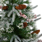 4' Frosted Xmas Tree W/105 LEDs And Berries In Deco Plntr