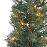 4 Green Pine Xmas Tree W/70 Clear Lights, 154 Tips And Burlap