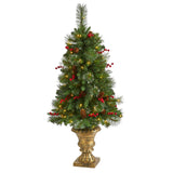 4' Pine, Pinecone, Berries Christmas Tree With 100 LED Light