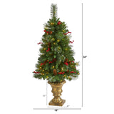 4' Pine, Pinecone, Berries Christmas Tree With 100 LED Light