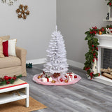 4' Slim White Christmas Tree Pre-Lighted With 100 Lights And 293 Tips