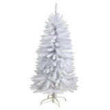 4' Slim White Christmas Tree Pre-Lighted With 100 Lights And 293 Tips