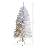 4' Slim White Christmas Tree Pre-Lighted With 100 Lights And 293 Tips