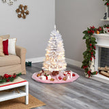 4' Slim White Christmas Tree Pre-Lighted With 100 Lights And 293 Tips