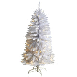 4' Slim White Christmas Tree Pre-Lighted With 100 Lights And 293 Tips