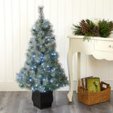 4' Snowy Mountain Pine Christmas Tree With 150 LED Lights