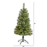 4' Wisconsin Slim Snow Tip Pine Christmas Tree Pre-Lighted With 100 LEDs