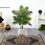 52” Areca Palm Tree In White Planter With Stand (Real Touch)