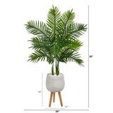 52” Areca Palm Tree In White Planter With Stand (Real Touch)