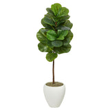 52” Fiddle Leaf Artificial Tree In White Planter