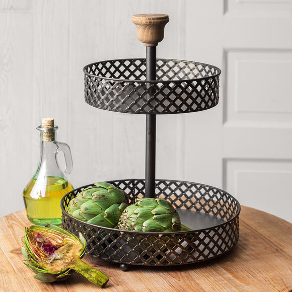 TwoTier Black Perforated Stand